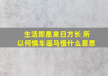 生活即是来日方长 所以何惧车遥马慢什么意思